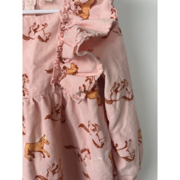 Tucker & Tate Pink Horse Ruffle Dress Casual Comfy Toddler Girls 24 Month LS A50 - Picture 2 of 5